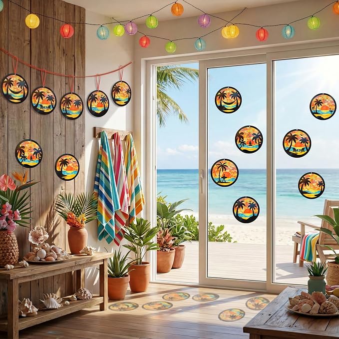 Renbuzhu 48PCS Summer Crafts: Paper Tropical Palm Tree Suncatchers DIY Kits - Image 7