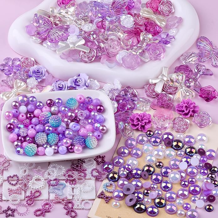 350 Pieces 3D Resin ABS Colorful Rose Flower Bows Butterfly Charms - Image 7