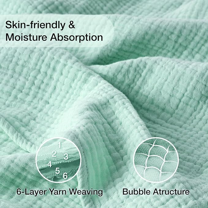 100% Cotton Muslin Blanket Queen 90" x 90", Breathable and Lightweight Cotton - Image 3