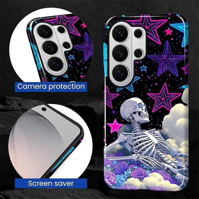 for Samsung Galaxy S26 Ultra Case, Skull Star Collage Pattern Glossy 2 in 1 - Image 6