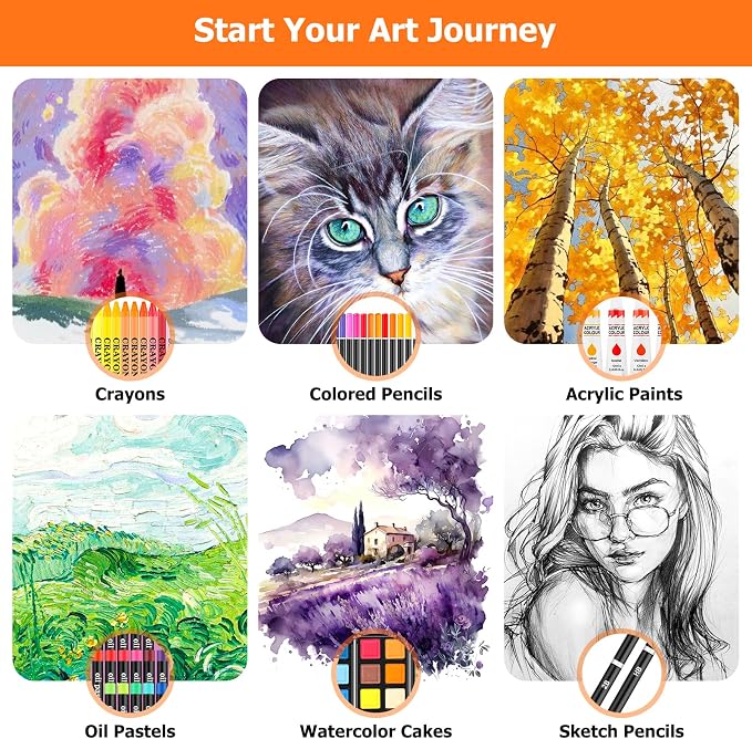 Soucolor 192-Pack Deluxe Art Set, Drawing Painting Kit, Wooden Case Gift | - Image 3
