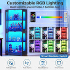 IRONCK 71" Carbon Fiber Corner Glass Display Cabinet, RGB LED Lights - Image 5