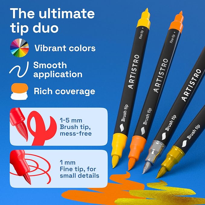 ARTISTRO Acrylic Glass Markers for Wine Glasses and Drinkware, Vibrant Dual Tip - Image 4