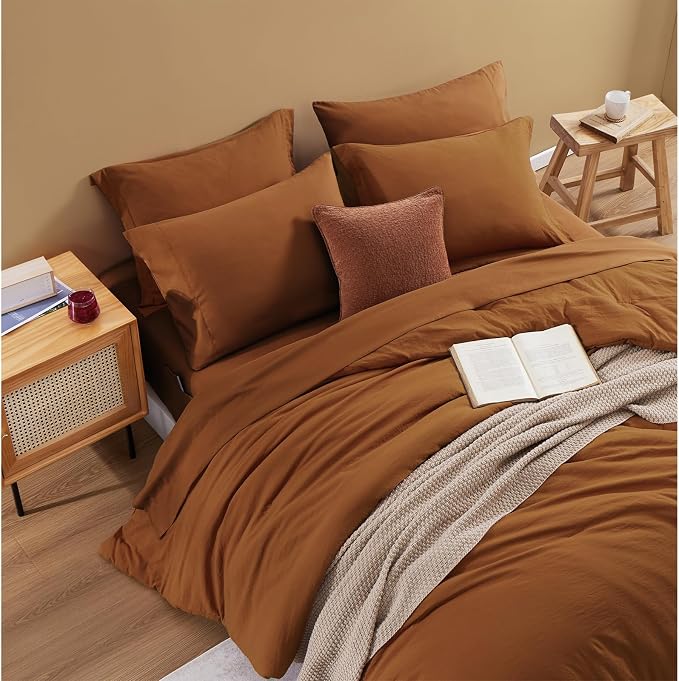 WRENSONGE Oversize King Size Comforter Sets- 7 Pieces Soft Terracotta Bed in a - Image 3