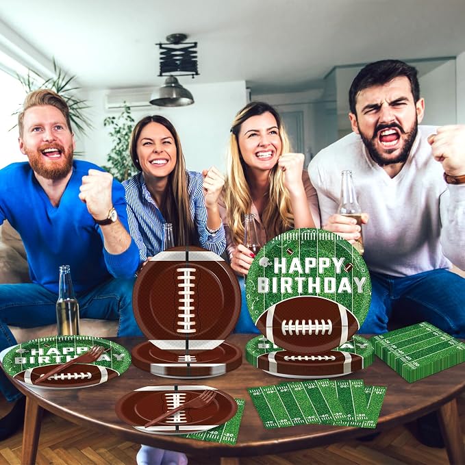 100 Pcs Football Party Supplies Set Football Birthday Plates and Napkins Sports - Image 5