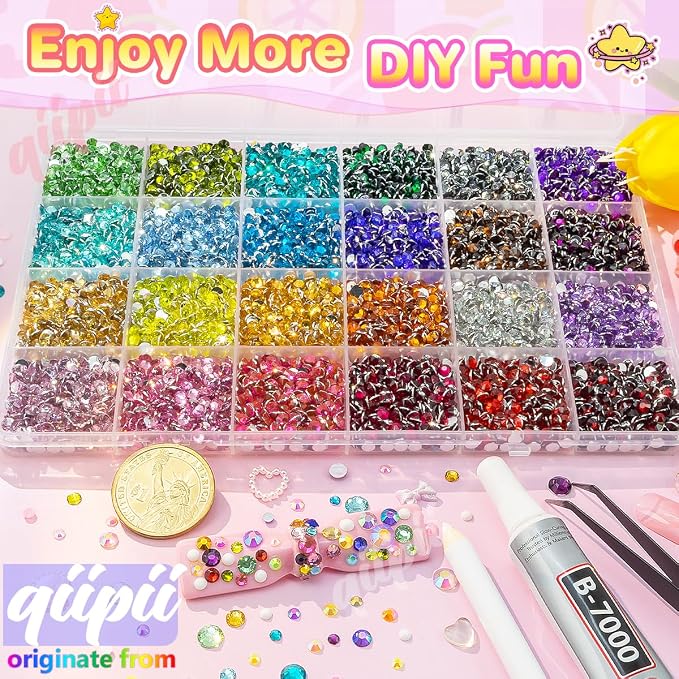 qiipii 24 Color 7200pcs 4mm Crystal Resin Rhinestones - Image 4