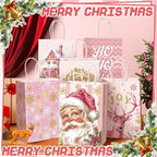 Kolldenn 24 Pcs Pink Christmas Party Favors Bags Christmas Goodie Gift Bags - Image 4