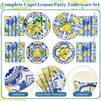450 Pcs Capri Lemon Party Tableware Set Decorations Mediterranean Blue and - Image 2