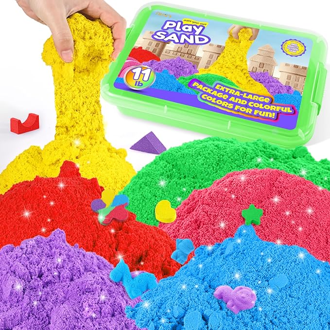 AtMini Play Sand for Kids, 11lbs of 6 Colored Sands, Magic Sand Bulk, Play Sand by LearningThroughPlay
