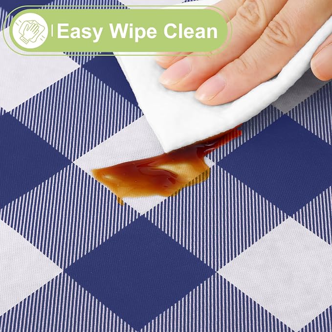 Smiry Rectangle Table Cloth, Waterproof Vinyl Tablecloth - Image 3