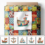 Patchwork Boat Cotton Fabric Panel – Six 10×10 inch Designs + Bonus 29.5×19.6 - Image 2