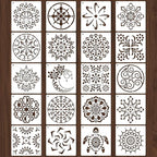 20 Pcs 4x4'' Mandala Stencils for Painting on Wood, Tile Fabric, Reusable by Yazhiji