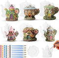 Thyle 6 Set 5 Inch Ceramics Fairy House to Paint Teapot Fairy Garden House by Thyle