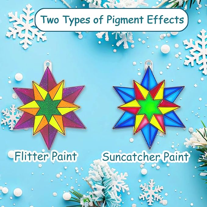 30 Sets Winter Snowflake Suncatchers Craft Kits DIY Glow In The Dark Window - Image 5