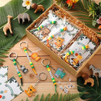 Suncalla 984 Pcs 24 Set Jungle Safari Animal Keychain Zoo Making Kit DIY | - Image 2