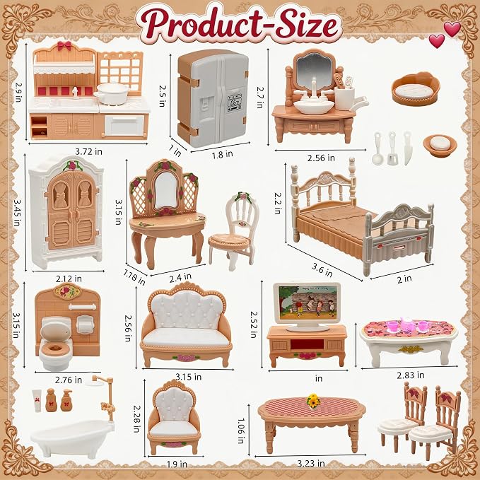 Doll House Furniture Accessories Four Major Series: Living Room, Kitchen - Image 2