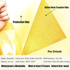 Gold Glitter Heat Transfer Vinyl Rolls Gold Iron HTV Vinyl 12inch x 7feet Iron - Image 5