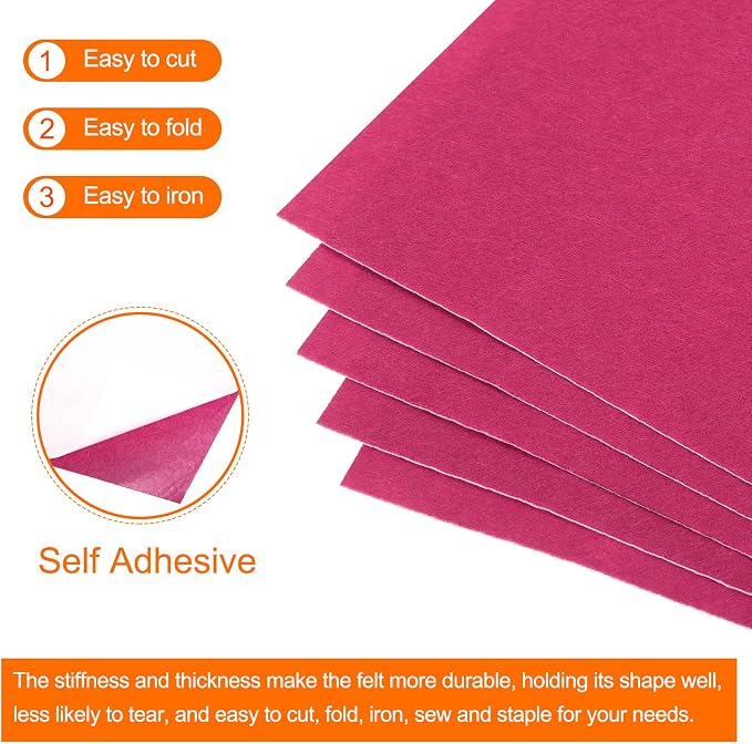 MECCANIXITY Adhesive Felt Sheets, Felt Fabric Crafts Back Adhesive Felt Sheets - Image 4