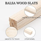 Premium 1/4" x 12" Balsa Wood Sticks 50pcs - Image 3