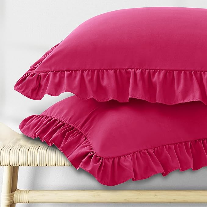 KKJIAF Ruffle Pillow Cases King Size Set of 2, Ruffled Pillow Covers by KKJIAF