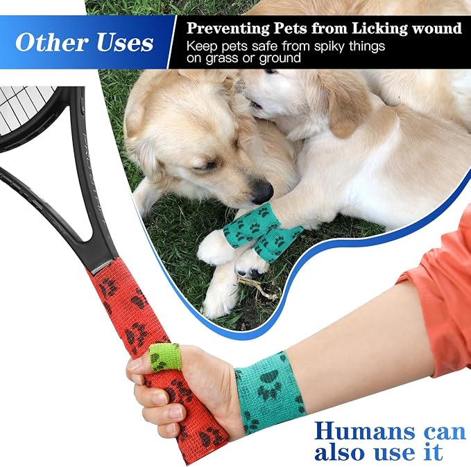 6pcs 2" Self Adhesive Bandage Wraps, Paw Prints A | - Image 4