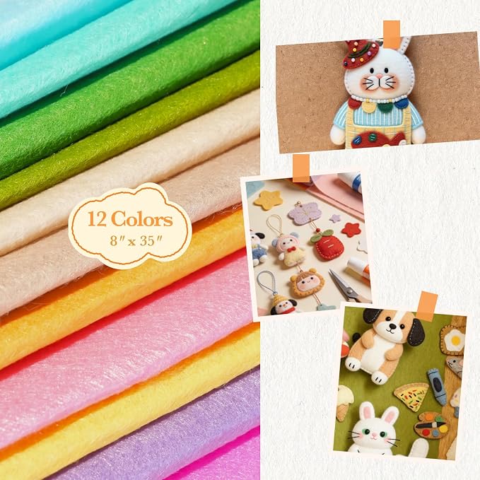 Phantomon 8" x 35" Felt Fabric Sheets, 1mm Sturdy Nonwoven Felt Rolls, Large - Image 6