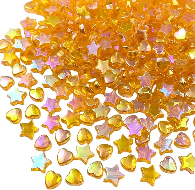 600 PCS Acrylic Beads Heart Star Shape Beads Clear Acrylic AB Colors Bead by Jmassyang