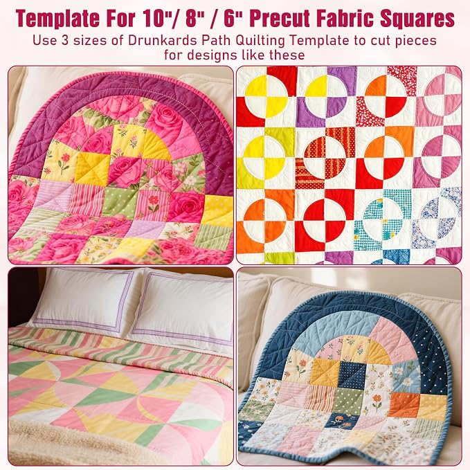 3 Set Drunkards Road Quilting Templates Large Quilting Rulers and Templates - Image 7