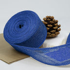 Blue Burlap Ribbon 1-1/2 inch X 10 Yard Blue Linen Wired Ribbon | Natural Linen - Image 3