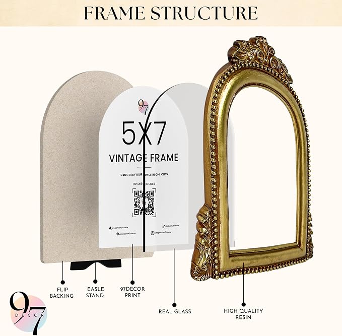 97 Decor Gold Vintage Picture Frames 5x7 - Image 3