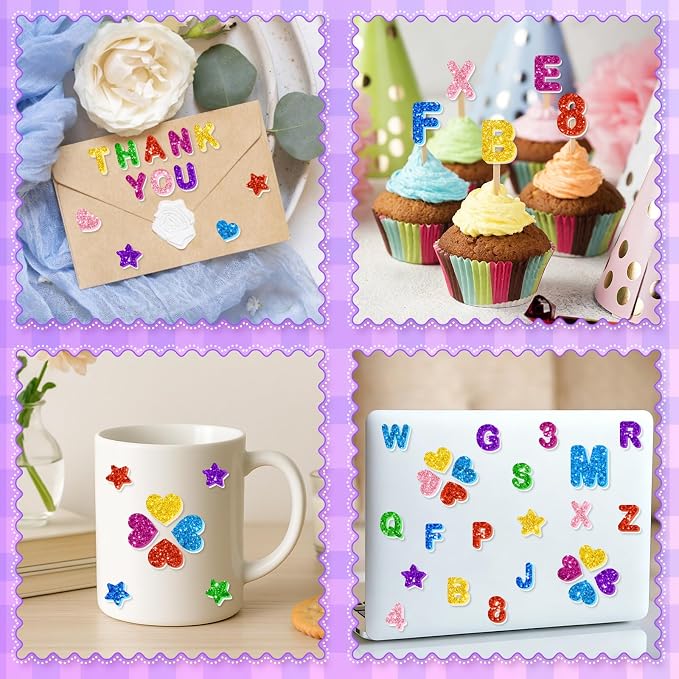 616PCS Glitter Foam Letter Stickers, Colorful Alphabet Number Stickers - Image 8