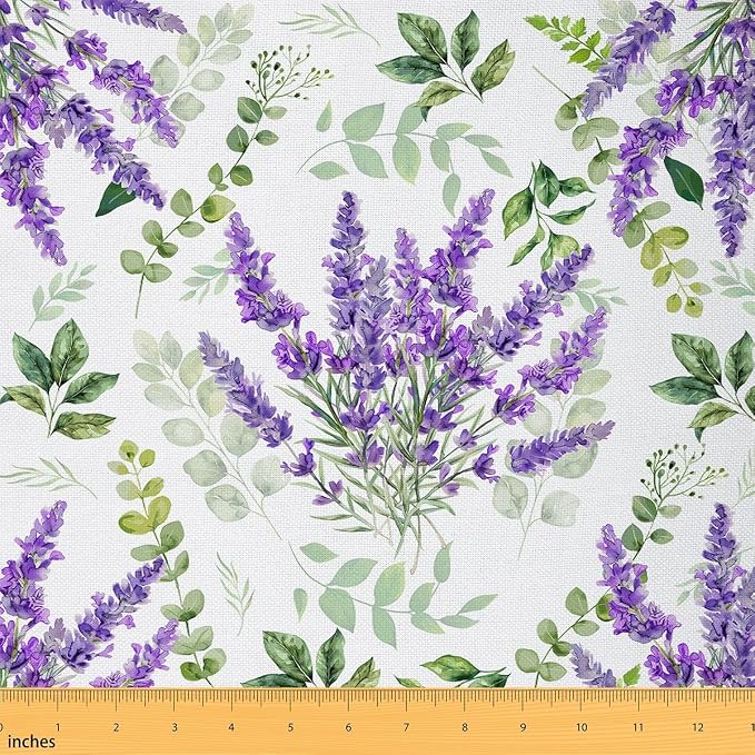Lavender Fabric by The Yard, Watercolor Spring Themed DIY Crafts, 1 Yard by CastleFairy
