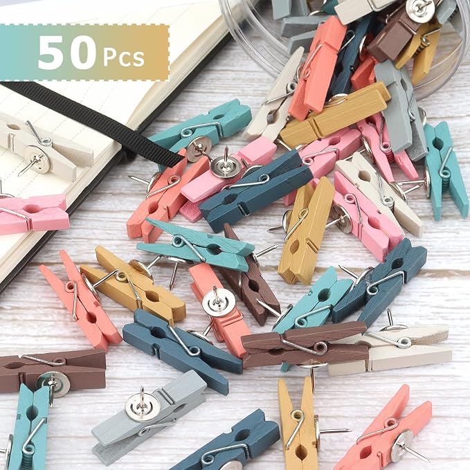 50 PCS Wooden Clips Push Pins Tacks - Image 6