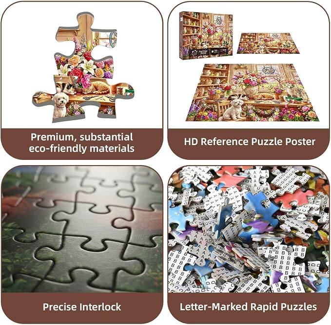 Cozy Floral Retreat Puzzles for Adults 1000 Pieces, Challenging Jigsaw Puzzles - Image 7