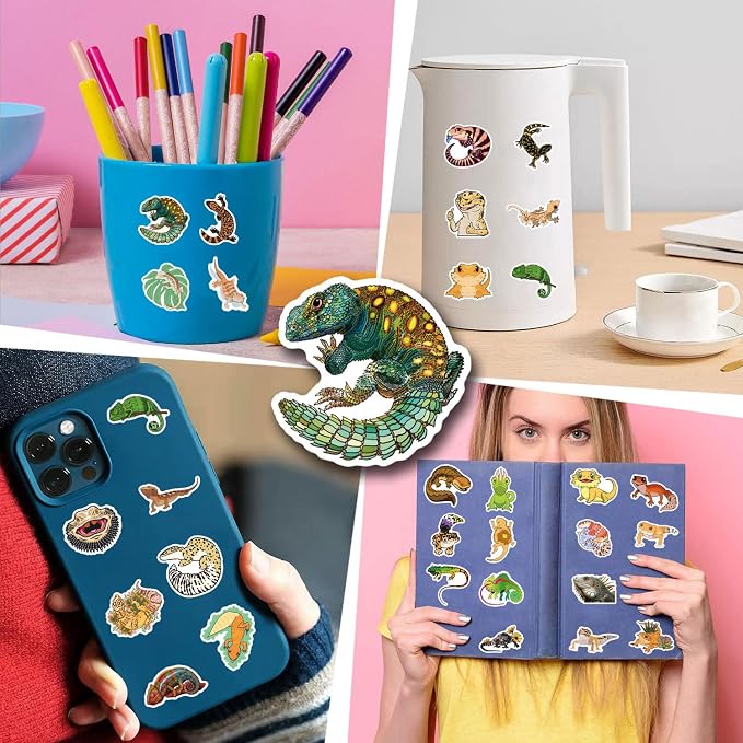 57Pcs Lizard Stickers Reptile Sticker Pack Waterproof Vinyl Water Bottle Decal - Image 7