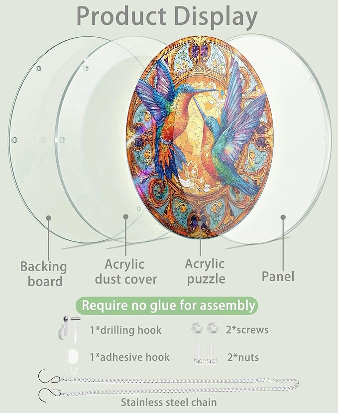 Acrylic Puzzle Suncatcher, Double Hummingbird Sun Catcher - Image 6