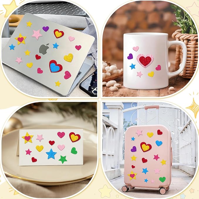 Foam Stickers, 7 Sheets 3D Glitter Foam Heart Stickers - Image 5