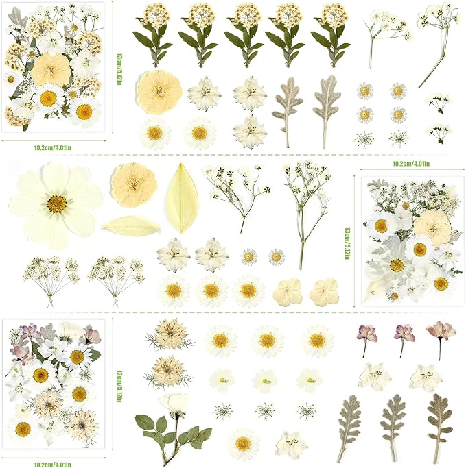 110Pcs Dried Flowers for Crafts, Real Pressed Flowers Dry Leaves Bulk Natural - Image 3
