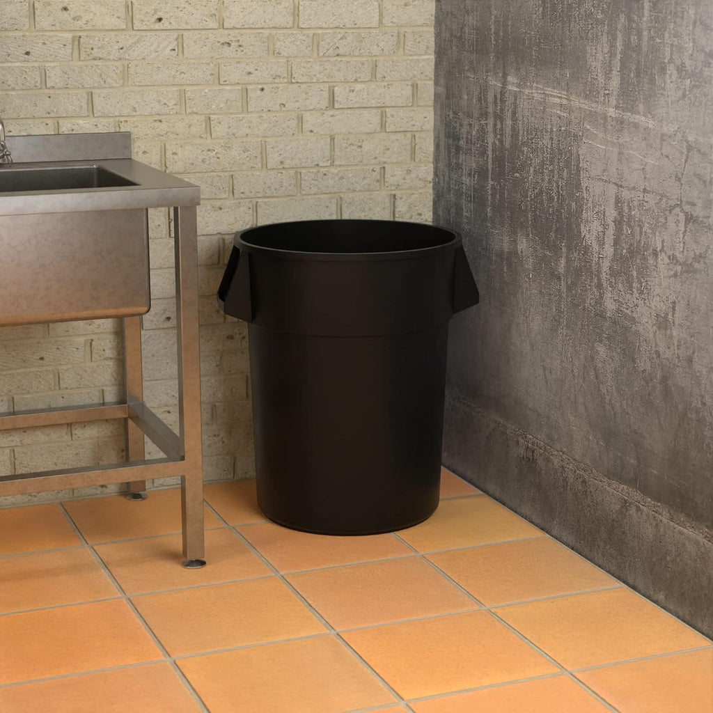 55 Gallon Black Round Commercial Trash Can