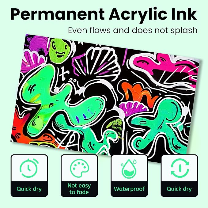 BIGTHUMB 3 Pcs Green Jumbo Permanent Markers: 15mm Wide Tip Thick Acrylic Paint - Image 3