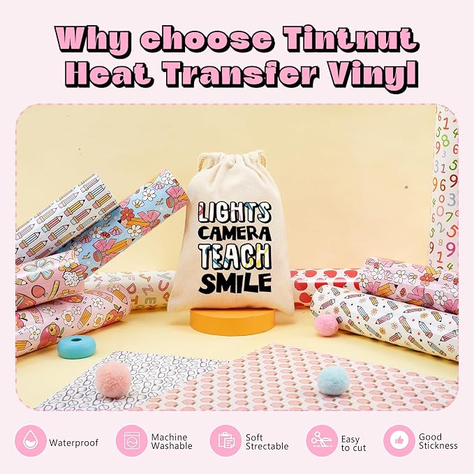 Tintnut Teacher Heat Transfer Vinyl, 12 Sheets 12"x10" Iron on Vinyl | School - Image 4