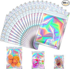 JETMORE 100 Pcs Mylar Bags, Holographic Bags, Smell Proof Bags, Resealable Bags by Jetmore