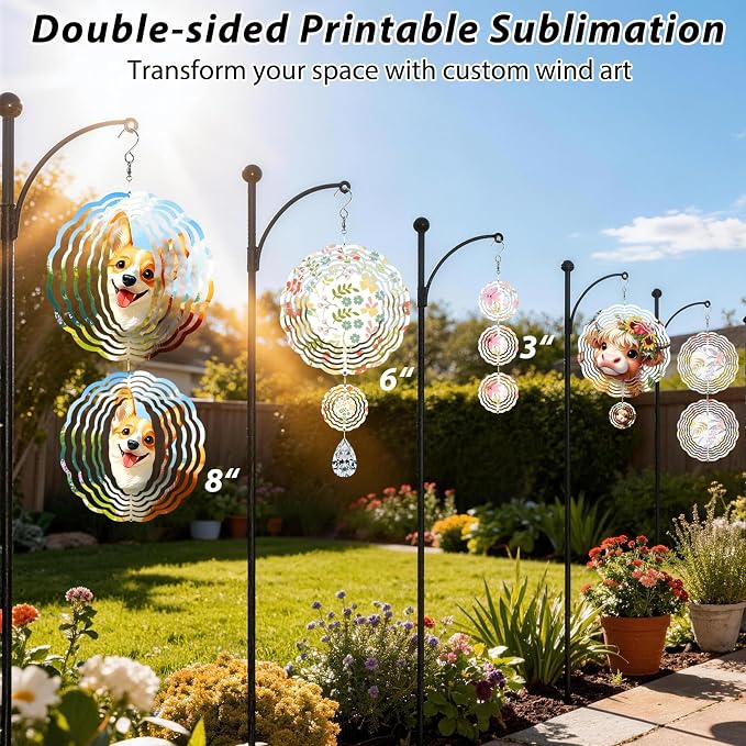 CHONOVO 5 Pack 8 Inch Sublimation Wind Spinner Blank | Double-Sided Sublimation - Image 4
