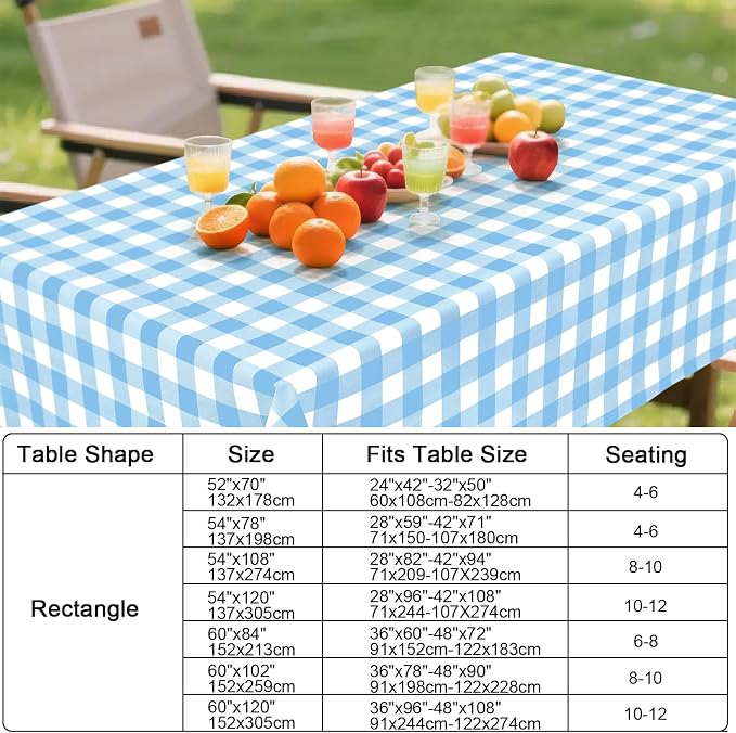 Smiry Rectangle Table Cloth, Waterproof Vinyl Tablecloth - Image 7