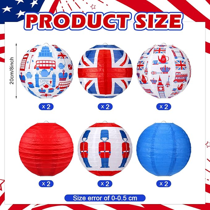 Panelee 12 Pcs British Party Decoration Britain UK England Flag Theme Hanging - Image 2
