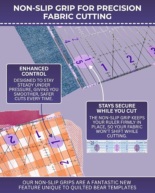 The Quilted Bear Rectangular Acrylic Quilting Ruler, Precise Bold Lines - Image 5