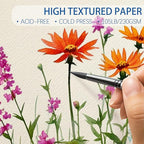 Threvortax 200 PCS Watercolor Paper 8.5x11 Inch 105LB/230GSM Cold Press Water - Image 3