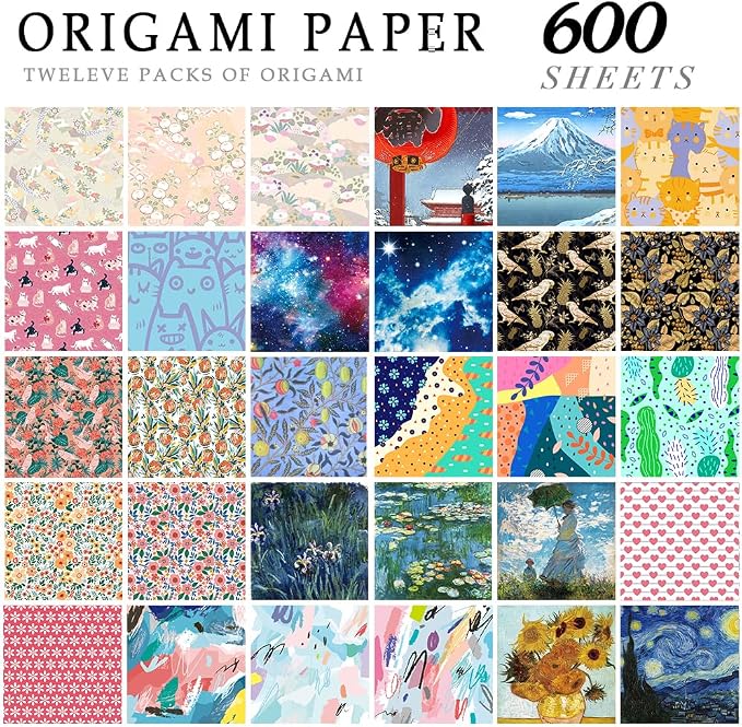 12 Different Packs Full Collection Origami Paper Kit 6 Inch Square Double Sided - Image 2