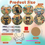 ijbnhd 8 PCS Diamond Art Coasters Kit Cat Diamond Painting Coasters | Cat - Image 3