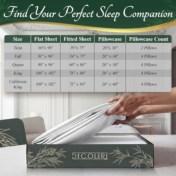DECOLURE 100% Viscose Derived from Bamboo Sheets Full Size - Image 8
